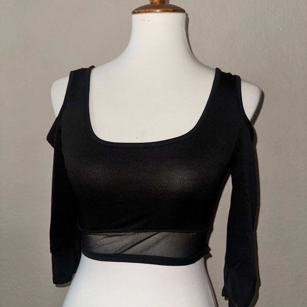 Chic Black Cold Shoulder Women's Blouse